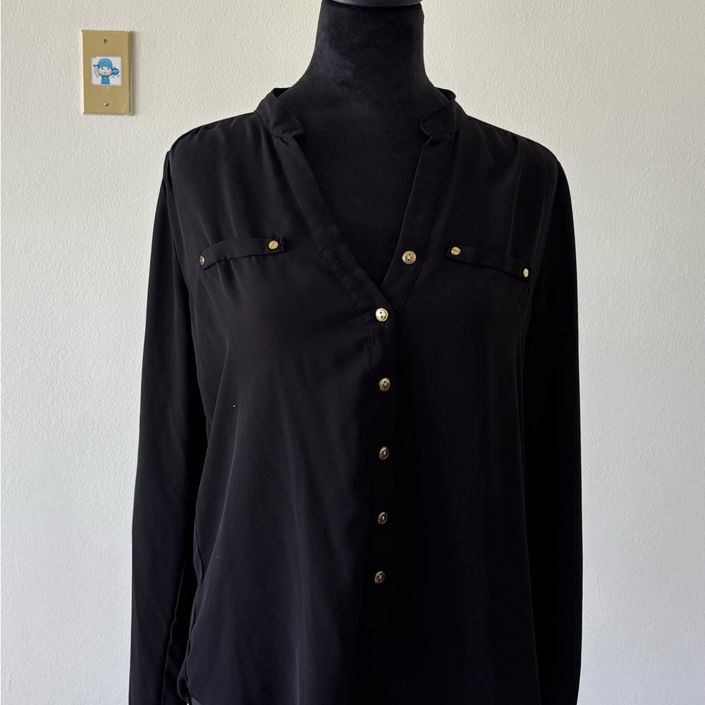 Chic Black Button-Down Women's Shirt